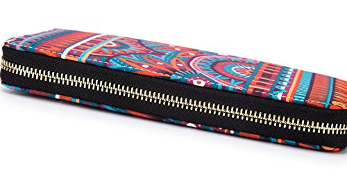 LOVESHE Women wallet RFID Blocking Purse Credit Card Clutch Zip Around Phone Clutch Large Travel Purse Wristlet Bohemian