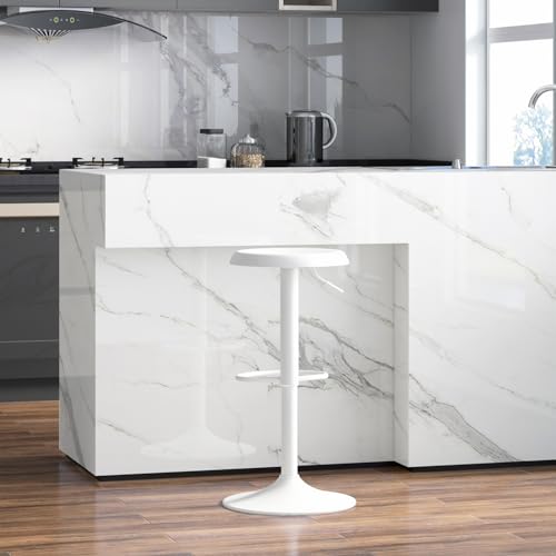Image of Brage Living Adjustable Bar Stool, Swivel Round Metal Airlift Barstool, Backless Counter Height Bar Chair for Kitchen Dining Room Pub Cafe, 1 pc (White)