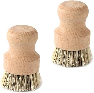 Natural Fiber Pot Brush, SourceTon Durable Untreated Beechwood Handle with Heat Resistant Union