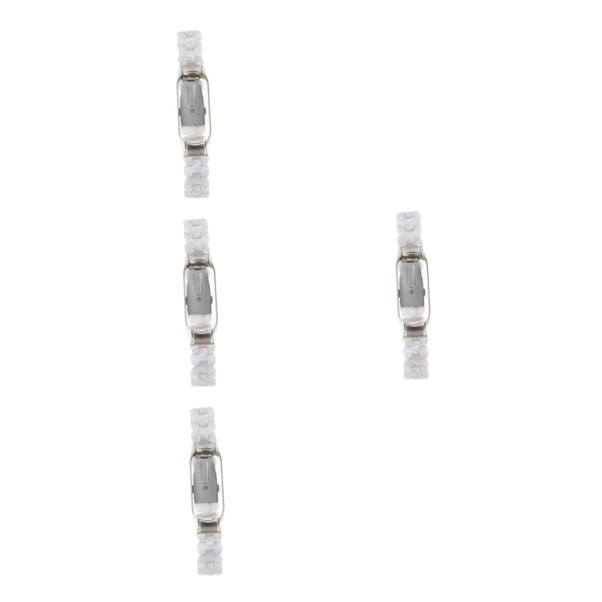 HEMOTON 4piezas Correa De Resina Compatible Con Band Banda y Resistente Para Uso Diario y Ocasiones Especiales Color Perla