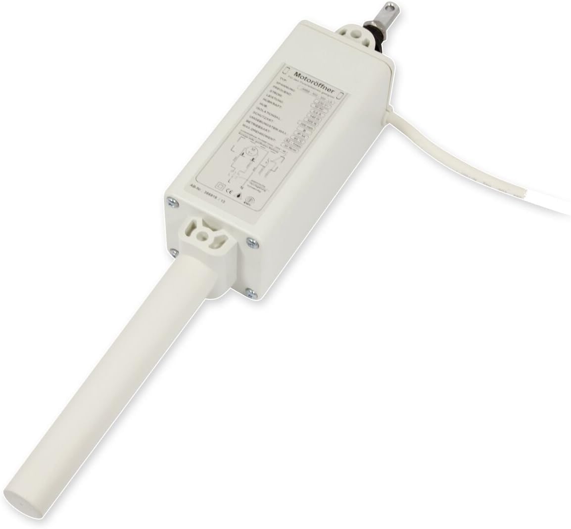 Motoröffner Spindelantrieb für Lichtkuppel - 230 V - 300 mm Hub | 230-V-Spindelantrieb mit 300 mm Hub für elektrische Lichtkuppelöffnung - weißgrau - inklusive Halterungen