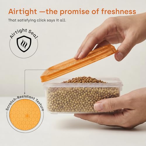 Image of Store Smart Airtight Food Storage Containers | Set Of 6-500Ml BPA Free, Microwave, Freezer & Dishwasher Safe Stackable Compact Box for Snacks, Meal Prep Fridge | Orange