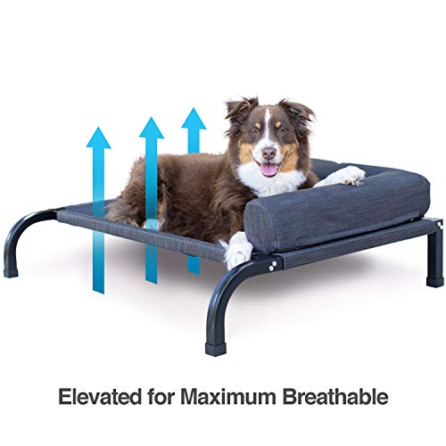 PetFusion Ultimate Elevated Outdoor Dog Bed | Large or Extra Large | Durable Steel Frame | 370 GSM Breathable, Water Resistant Polyester | Incl Protective Cover | 12 Month Warranty Dark Grey