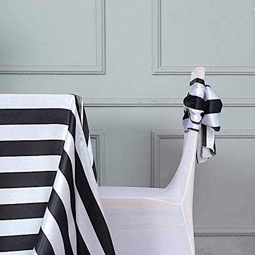 50 pcs Black White Satin Stripe Chair Sashes - Wedding Party Ceremony Reception Decorations Cheap Supplies Wholesale