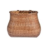 Cesta delantera para bicicletas, cesta de ratán tejida a mano de 335 g, cesta de almacenamiento para manillar frontal con correas ajustables, mimbre frontal desmontable para bicicletas, accesorios de