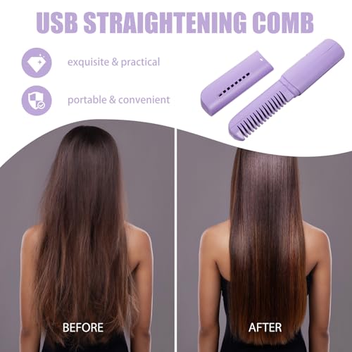 Toyvian Cepillo Alisador de Pelo Recargable USB Inalámbrico Peine Caliente Portátil Diseño Compacto que Minimiza el Daño al Cabello miniatura 7