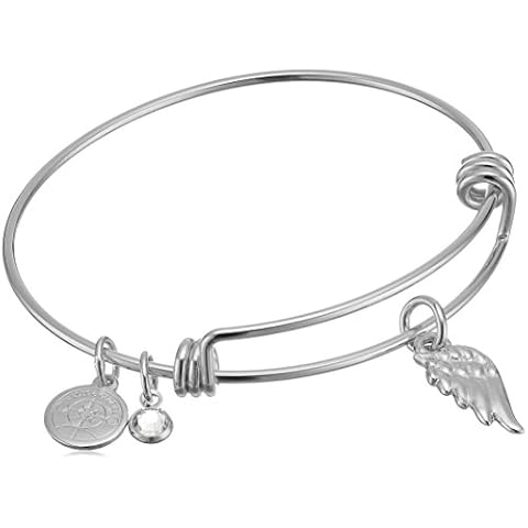 Halos & Glories, Wing Charm Shiny Silver Bangle Bracelet Cover