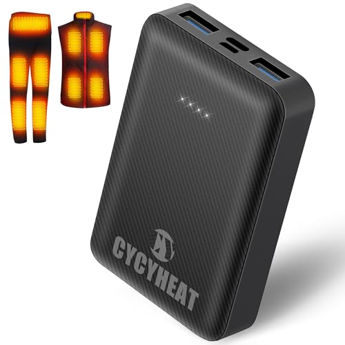 CYCYHEAT 10000mAh Power Bank for Heated Gilet Vest Jacket Coat Pants and Heating Underwear, USB 5V2A Heated Clothing Replacement Battery Pack (CY 5V2A USB Port 10000mAh)
