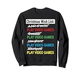 Liste de souhaits de Noël pour jeux vidéo. Tenue de Noël parfaite pour les amateurs de jeux vidéo, les gamers et les filles jouant à la console de jeu ou à l'ordinateur. Célébrez votre gamer ou votre fille gamer avec ce dicton pour Noël.