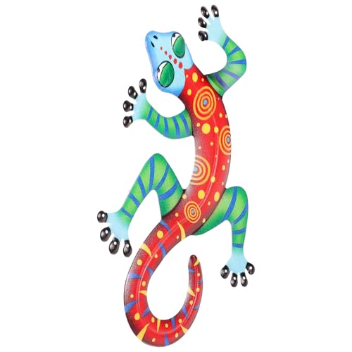 IWOWHERO Décoration Murale Gecko Fer Sculpture Murale Artistique pour Intérieur et Extérieur Ornement Suspendu pour Maison Jardin et Patio