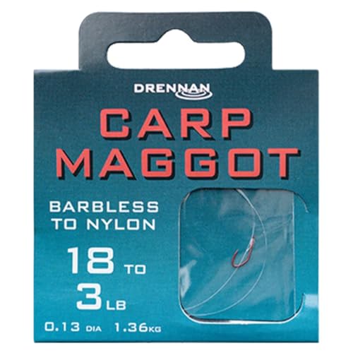 Drennan Carp Maggot Hooks To Nylon Barbless 18 To 3lb Qty 8