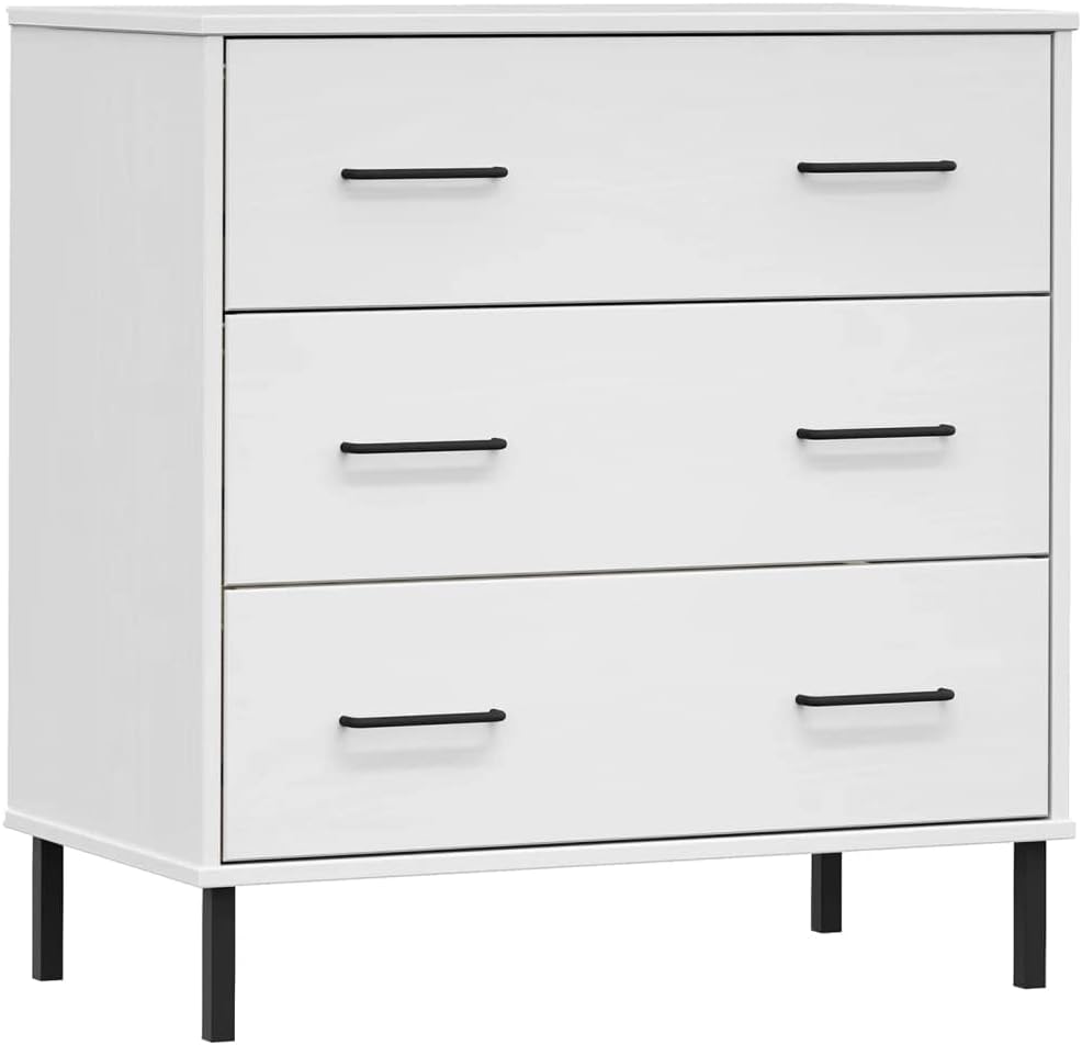 vidaXL Sideboard White Solid Pine Wood, Metal Medium Sideboard