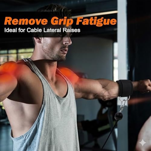 Image of RACE Wrist Cuff Straps with Dual D-Rings - Secure & Comfortable Support for Cable Machine Workouts, Lateral Raises, Arm Strength Training, and Triceps Exercises