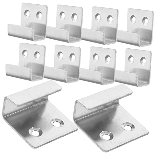 Image of 10pcs Tile Pendant Frameless Picture Frame Black Hardware Heavy Duty Clothes Rack Mirror Wall Mount Brackets Plate Hangers Steel Tile Bracket Frame Picture Frame Corner Fasteners