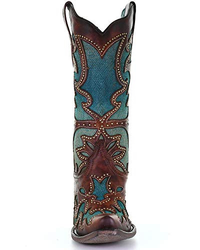 Corral+Ld+Tan%2fBlue+Inlay+%26+Embroidery+%26+Studs+%2cSize+8