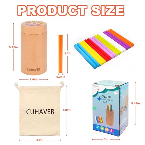 Image of Montessori Toys are for Children Over 18 Months Old, Sensory Toys for Toddlers, Wooden Learning Color Sorting Toys, Sensory Training with Color Sorting Sticks, Birthday for Boys Girls