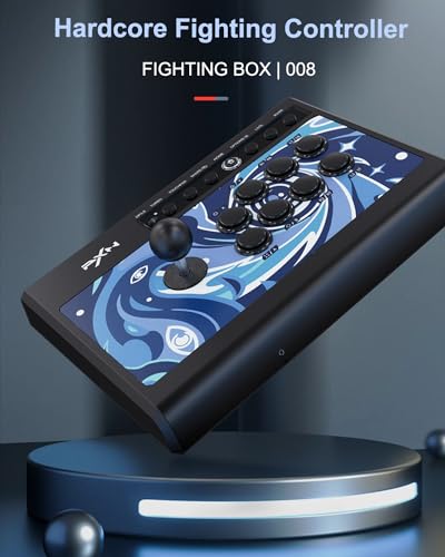 PXN 008 Arcade Fight Stick - Arcade Stick with 360° Circular Joystick, Blue-Switch Mechanical Keys, Turbo Function - Arcade Fighting Controller for PC, PS3, PS4, Xbox and N Switch