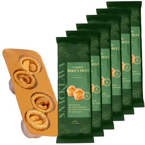 Snacklava Cashew Bird's Nest - 6 Pack (24 Pieces per Pack) - No Artificial Ingredients, Colors or Preservatives - Premium Handmade Pastries