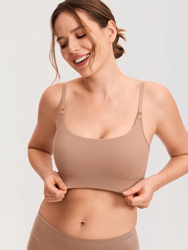 Image of MOMANDA Ribbed Nursing Bras for Breastfeeding | Maternity sleep bralettes, Wireless, Seamless, Soft lift, Comfy, For women