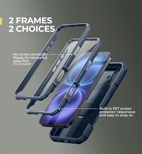 Image of Dexnor for iPhone 16 Plus Case with Slide Camera Cover&Adjustable Kickstand & Built-in Screen Protector,Compatible Wireless Charging Shockproof Cases Heavy-Duty Magnetic Protective Cover,Navy Blue
