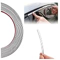 16Ft Car Silver Chrome Tape Molding Trim,Universal Car Door Trim Molding Strap for Car Door Edge/Window/Bumper Guard,Automotive Trim Adhesive Strap to Upgrade Car Exterior Accessories