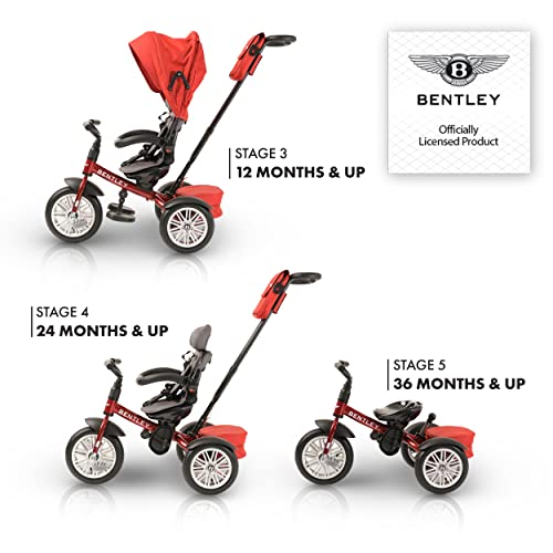 Image of Bentley 6-in-1 Baby Stroller & Toddler Tricycle - Officially Licensed Luxury Kids Bike, Convertible Travel Strollers & Kid Trike with Air Wheels, Canopy & Safety Features (6m-5y+ | Dragon Red)