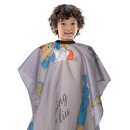 minkissy paño de corte de pelo para delantal tipo bata delantal de peluqueria delantal de corte de pelo para pequeños delantal de capa de barbería material de pongis Grey