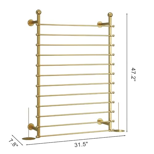 Image of Wrapping Paper Wall Rack, 12-Layer Wrap Organizer Storage, Wall Mount Ribbon Dispenser Holder Wrapping Station Display Racks for Craft Room Flower Shop (Golden)