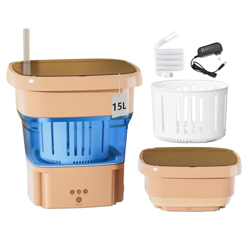 Portable Washing Machine, 15L Folding Mini Washer for Underwear, Baby Clothes, Pajamas, Large Capacity Travel Laundry for Cleaning Clothes for Travel, Business Trips, Apartment