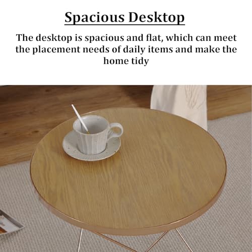 Table d'appoint JATIBOSH en bois massif avec plateau rond de style industriel épuré - 4