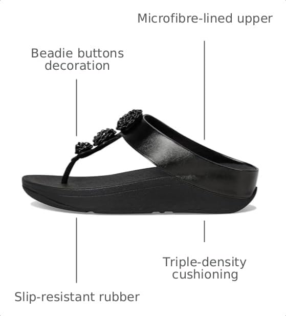 Image of FitFlop Fino Beadie-Button Metallic Toe-Post Sandals