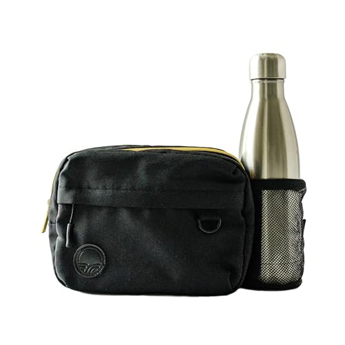 Tushbaby Mini Crossbody Bag for Daily Use - Slim Design Secure Zip Compartments Adjustable Fit Lightweight and Stylish (Black & Gold)