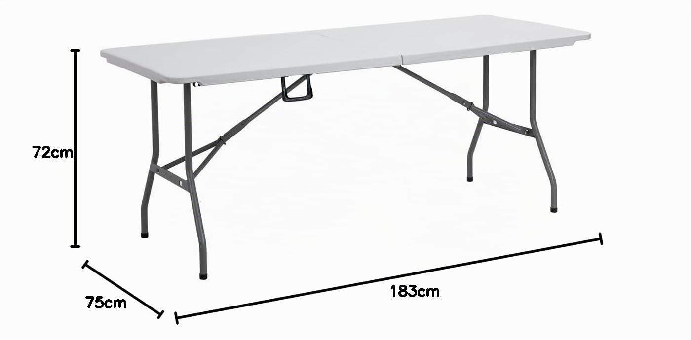 Home Discount Table Pliante Heavy Duty à la résistance Camping Buffet Mariage Marché fête de Jardin Stand de Coffre de Voiture Pique-Nique Tréteau Intérieur ou extérieur Pliable Pliable 6 Feet