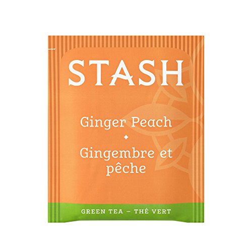 Image of Stash Tea Ginger Peach Green Tea - Caffeinated, Non-GMO Project Verified Premium Tea with No Artificial Ingredients, 18 Count (Pack of 6) - 108 Bags Total