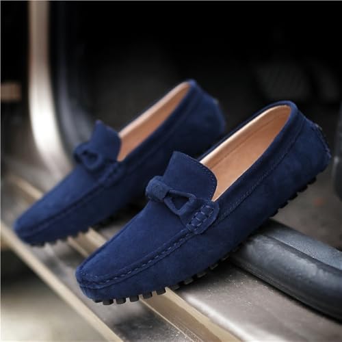 Prom Casual Slip-ons Round Toe Driving Loafers Suede Vamp Loafers for Men Anti-Slip Flat Heel3