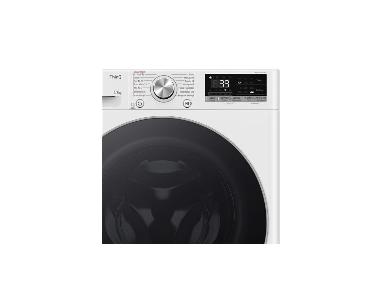 Lavante séchante 9/6Kg - 68l - 1400trs - Moteur AI Direct Drive - Sécha LG - F964R71WRST