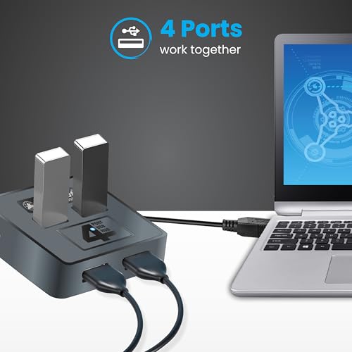 Image of ProDot 4-in-1 USB Hub 2.0 with Hi-Speed Data Transfer 480 Mbps I Plug & Play I Universally Compatible with Speaker, Laptop, Hard Drive, PC, Laptop etc. I 1 Year Warranty (Cube)