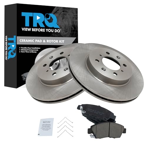 TRQ Front Brake Pad and Rotor Set Ceramic Vented Rotors