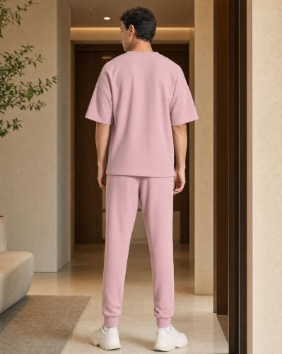 Image of Nobero Moses Oversized Co-ord Set for Men | Textured Co-ord set for men | Oversized Fit | Matching Top & Bottom | Premium Fleece Fabric | Casual & Streetwear