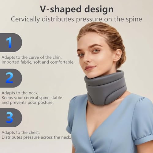 Nackenstütze für Nackenschmerzen, Neck Support gegen Schnarchen, Halskrause Mensch für Schlaf & Alltag, Weiche Schaumstoff-Halskrause verstellbar, Druckentlastung Wirbelsäule, für Damen und Herren