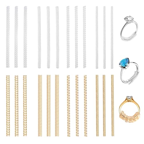 Kzouenzu Ajustador De Tamaño De Anillo Set, 24 Pcs Ajustador De Anillos Invisible En Espiral, 4 Tamaños Reductor Anillo Transparente, Se Ajusta A Casi Cualquier Tamaño De