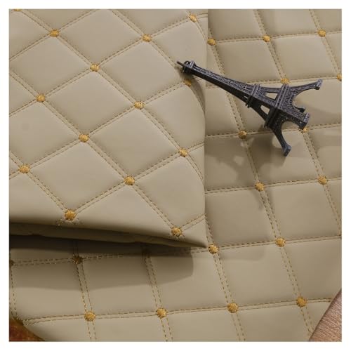 Tissu cuir simili beige 1.4x5m pour housses de siège auto et ameublement