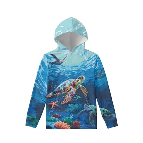 Xnshcedy Sweatshirts for Boys Hoodies Size 6-7 Cool Turtle Sweatshirt Fashion Outfits for Kids Ocean Shirt Graphic Hoodie with Pocket Kids Everyday Wear Casual Daily