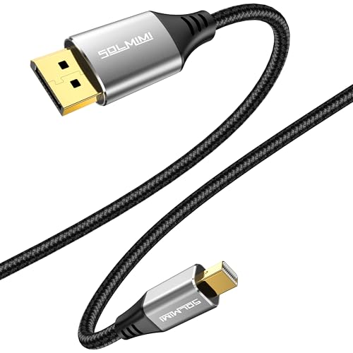 SOLMIMI 8K Mini DP auf DisplayPort 1.4 Kabel mit DSC 1.2 & HDR, bidirektionale Mini DisplayPort zu DP Adapterkabel (30 AWG, 6.5mm &Oslash;) kompatibel mit Laptop, Monitor, Projektor - 0.8m