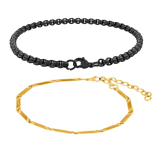 Image of Nakabh Combo of Chain Stainless Steel Wrist Bracelet for Men Boys Unisex (2220261P)