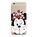 IP6 6S Couverture Coque TPU Transparent Gel étui de Protection Scintillement, Glitter Collection spéciale de Paillettes, Minnie Kissing, iPhone 6 6S