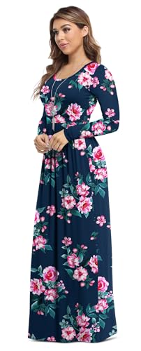 Image of VIISHOW Women's Long Sleeve Loose Plain Maxi Dresses Casual Long Dresses with Pockets