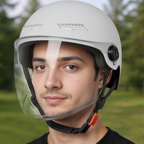Casco semiabierto con liberación rápida para evitar tirones en scooter 2