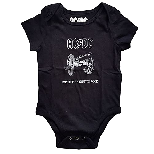 AC/DC Official About to Rock Black Cotton Kids Baby Grow 6-9 Months Toddler