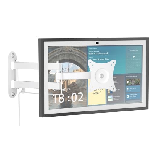 ITSHOM Wall Mount Compatible with Echo Show 15 (1st 2nd Gen)/21 Rotate 360 Degrees Tilt Up Down Swivel Side to Side Extend up to 17 from Wall(White)